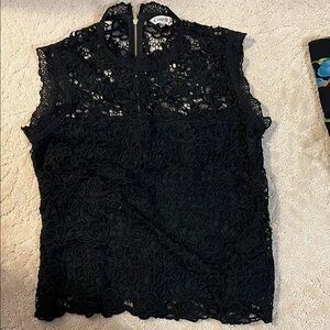 Nanette Lepore Black Floral Lace Top
